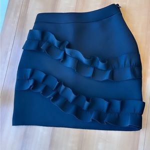 ASOS Scuba Mini Skirt with
Double Ruffle Detail. Size: 2